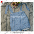 Blue viscose eyelet girls customized overalls